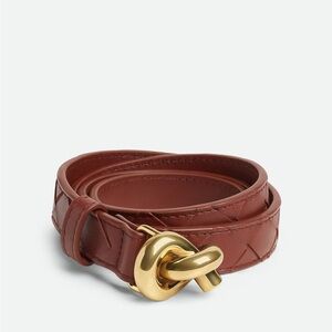 BOTTEGA VENETA Intrecciato Knot Belt Calfskin Sapele Brown 90cm NEW IN BOX $850